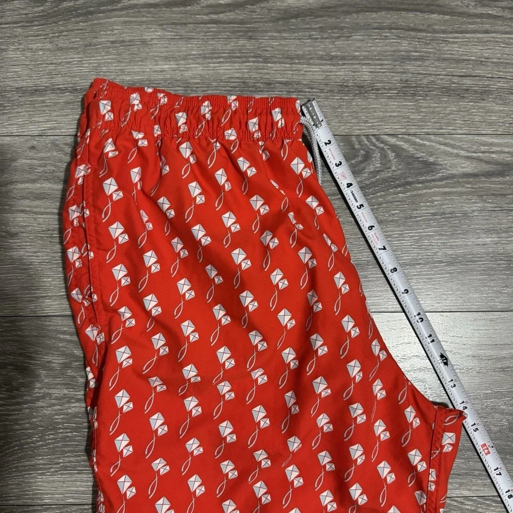 TOM & TEDDY Men's Red Swim Trunk Kite Print Size XXL Drawnstring Lined 2 Pockets